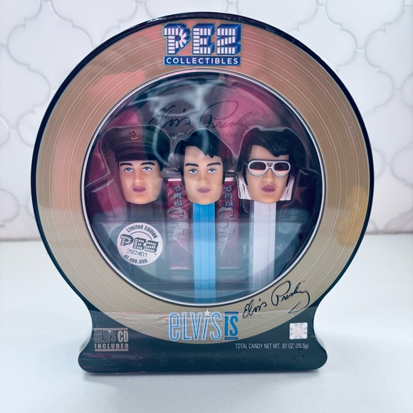 Elvis Bundle: Pez Tin, Jewel of Vegas Plate, 2 Ornaments, Tin - Picture 4 of 11